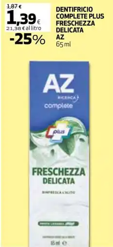 Coop Dentifricio complete plus freschezza delicata AZ offerta
