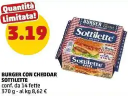 PENNY Burger con cheddar SOTTILETTE offerta
