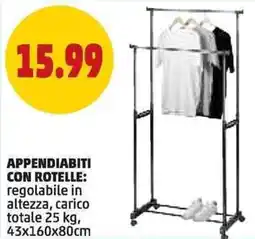 PENNY Appendiabiti con rotelle offerta