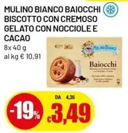 Famila Mulino bianco baiocchi biscotto con cremoso gelato con nocciole e cacao offerta