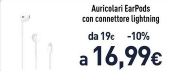 Unieuro Auricolari earpods con connettore lightning offerta