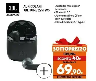 Expert Tune 225tws cuffia auricolare nero bluetooth offerta