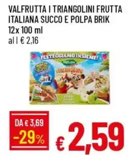 Galassia Valfrutta i triangolini frutta italiana succo e polpa brik offerta