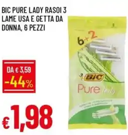 Galassia Bic pure lady rasoi 3 lame usa e getta da donna, 6 pezzi offerta
