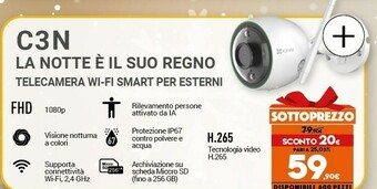 Expert Ezviz c3n telecamera wi-fi per esterno con visione notturna a colori offerta