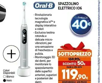 Expert Oral-b io - 6 - spazzolino elettrico ricaricabile bianco con display in bianco e nero, 1 testina, 1 custodia da viaggio offerta