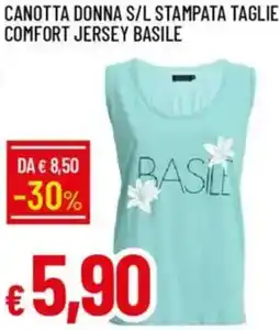 Galassia Canotta donna s/l stampata taglie comfort jersey basile offerta