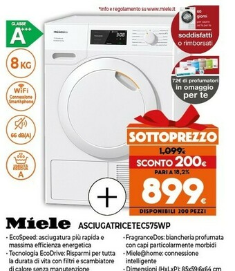 Expert Tec575wp asciugatrice libera installazione caricamento frontale 8 kg a+++ bianco offerta