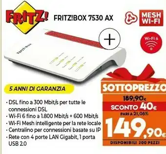 Expert Fritz! fritz! mesh set 7530+1200 international router wireless gigabit ethernet dual-band (2.4 ghz/5 ghz) 4g bianco offerta