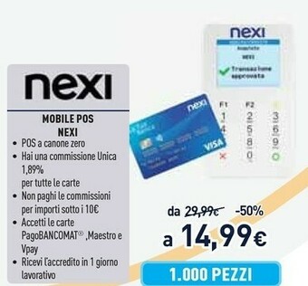 Unieuro Nexi mobile pos offerta