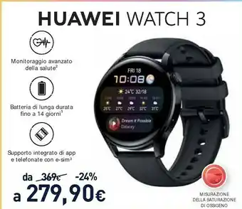 Unieuro Watch 3 l11e, black, cinturino in fluoroelastomero nero offerta