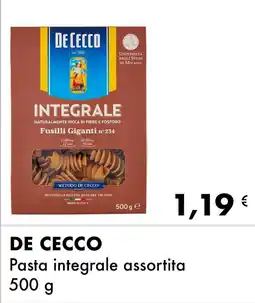 Iper Tosano DE CECCO Pasta integrale assortita offerta