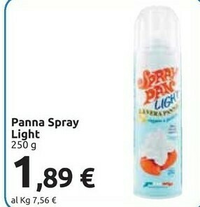 Carrefour Panna spray light 250 g offerta