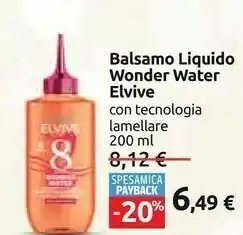 Carrefour Elvive balsamo liquido wonder water offerta