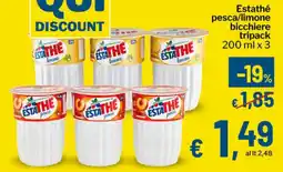 Qui Discount Estathé pesca/limone bicchiere tripack offerta