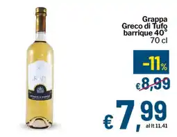 Qui Discount Grappa Greco di Tufo barrique 40° offerta