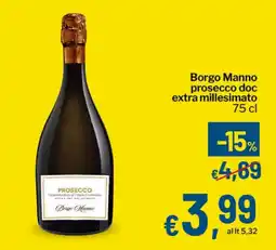 Qui Discount Borgo Manno prosecco doc extra millesimato offerta