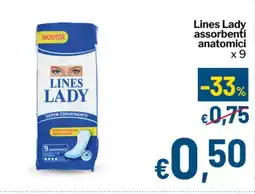 Qui Discount Lines Lady assorbenti anatomici offerta