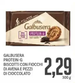 Supermercati Piccolo Galbusera protein-g biscotti con fiocchi di avena e pezzi di cioccolato offerta