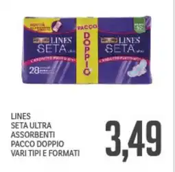 Supermercati Piccolo Lines seta ultra assorbenti pacco doppio vari tipi e formati offerta