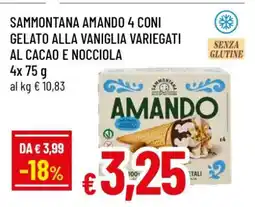Famila SAMMONTANA AMANDO 4 CONI GELATO ALLA VANIGLIA VARIEGATI AL CACAO E NOCCIOLA offerta