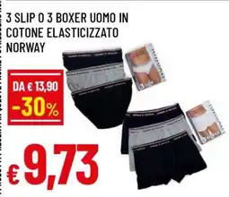 Famila 3 SLIP O 3 BOXER UOMO IN COTONE ELASTICIZZATO NORWAY offerta