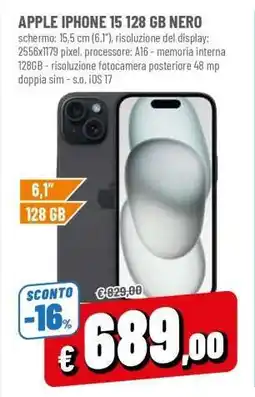Famila APPLE IPHONE 15 128 GB NERO offerta