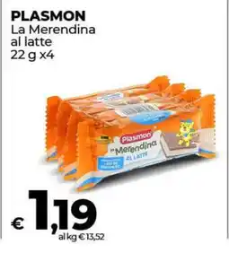 Coop PLASMON La Merendina al latte offerta
