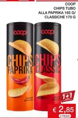 Coop COOP CHIPS TUBO ALLA PAPRIKA 165 G/ CLASSICHE 170 G offerta