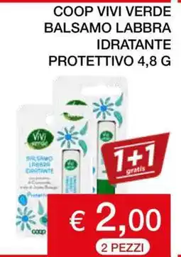 Coop COOP VIVI VERDE BALSAMO LABBRA IDRATANTE PROTETTIVO 4,8 G offerta
