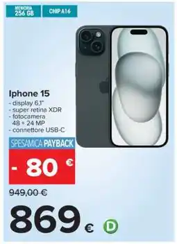 Carrefour iPhone 15 offerta