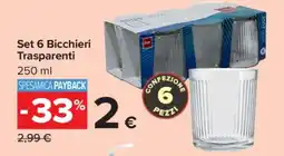 Carrefour Set 6 bicchieri trasparenti offerta