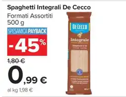 Carrefour Spaghetti Integrali De Cecco offerta