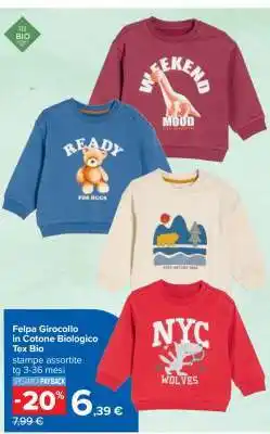 Carrefour Felpa Girocollo in Cotone Biologico offerta