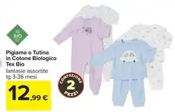 Carrefour Pigiama o Tutina in Cotone Biologico Tex Bio offerta
