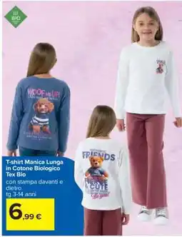 Carrefour T-shirt Manica Lunga in Cotone Biologico offerta
