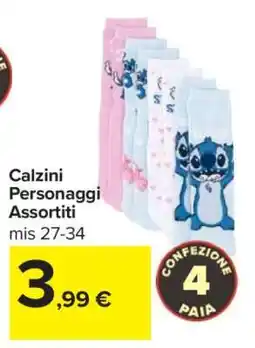 Carrefour Calzini Personaggi Assortiti offerta