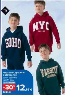 Carrefour Felpa con Cappuccio e Stampa Tex offerta