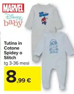 Carrefour Tutina in Cotone Spidey o Stitch offerta