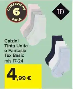 Carrefour Calzini Tinta Unita o Fantasia Tex Basic offerta