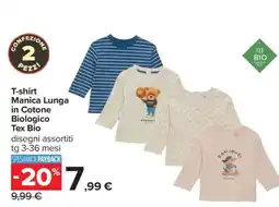 Carrefour T-shirt Manica Lunga in Cotone Biologico Tex Bio offerta