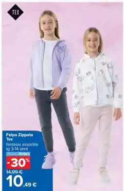 Carrefour Felpa Zippata Tex offerta