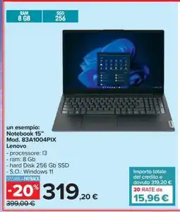 Carrefour Notebook 15” Mod. 83A1004PIX Lenovo offerta