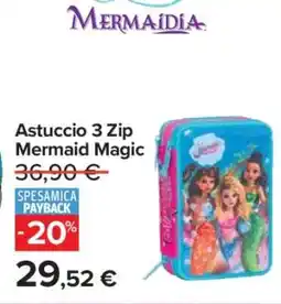 Carrefour Astuccio 3 Zip Mermaid Magic offerta