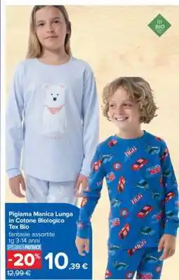 Carrefour Pigiama Manica Lunga in Cotone Biologico offerta