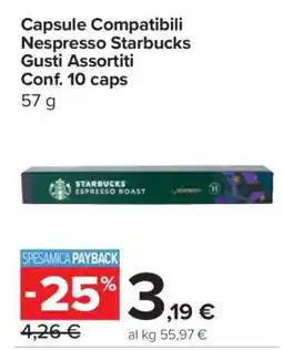 Carrefour Capsule Compatibili Nespresso Starbucks Gusti Assortiti offerta