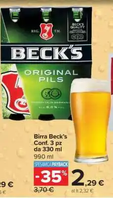 Carrefour Birra Beck’s Conf. 3 pz da 330 ml offerta
