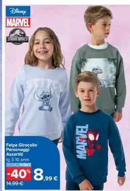 Carrefour Felpa Girocollo Personaggi Assortiti offerta