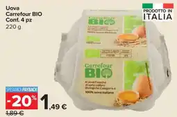 Carrefour Uova Carrefour BIO Conf. 4 pz offerta