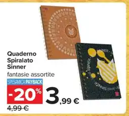Carrefour Quaderno Spiralato Sinner offerta
